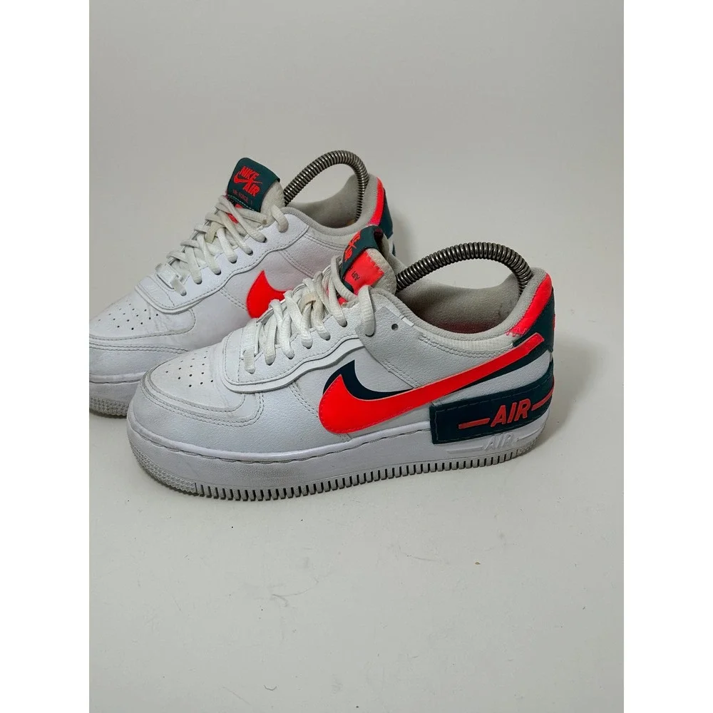 Nike Air Force 1 Shadow White Solar Red Dark Teal Green DB3902-100 Womens Size 6 - Picture 2 of 8